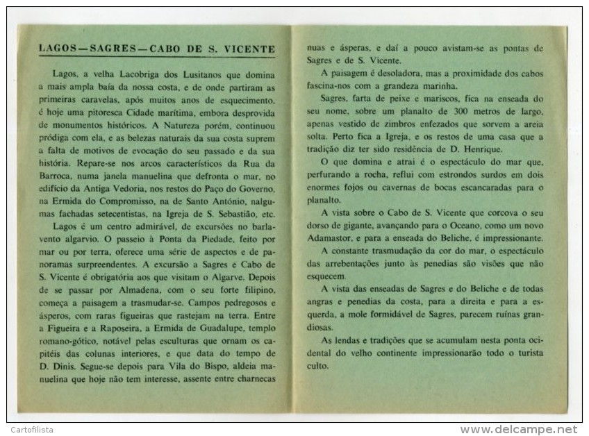 Portugal,Lagos, Sagres, Cabo S. Vicente - Excursão Da C.P. 1961, Horário, Timetable, Comboio, Train  (2 Scans) - Europe