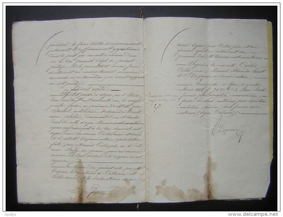 Agen 1861 Donation Et Partage  Famille Calbis  (11 Pages Plus Couverture) - Manuscrits