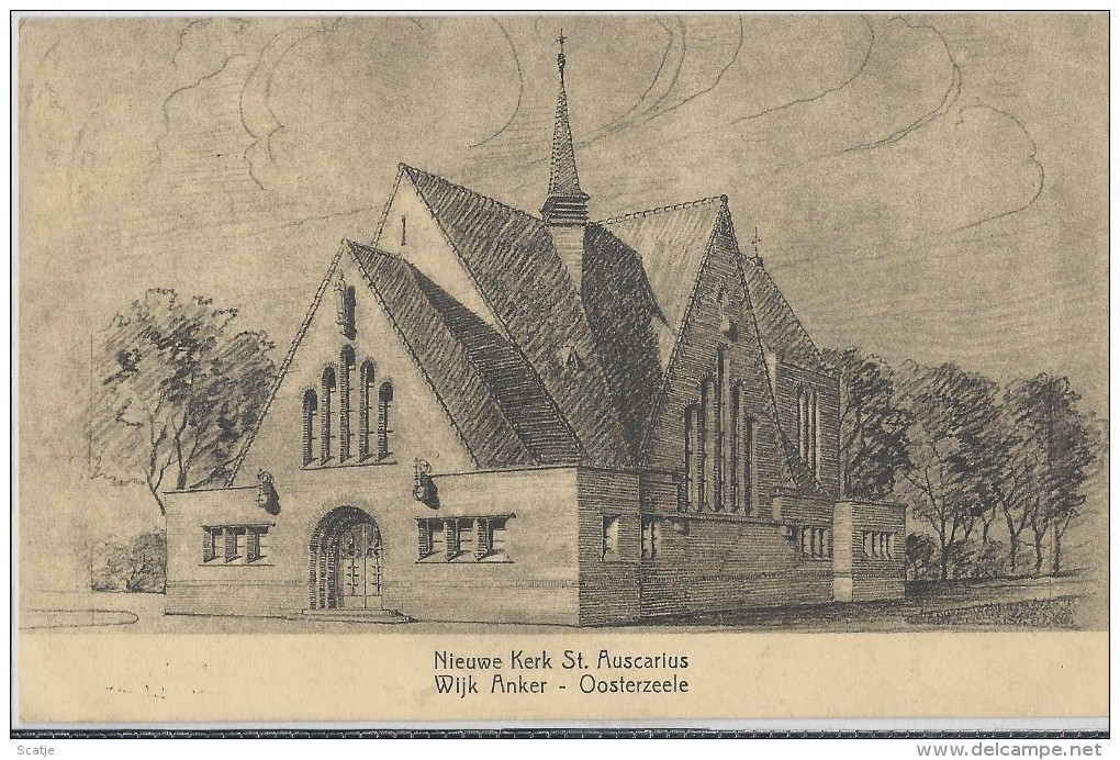 Oosterzeele.  -  Nieuwe Kerk St. Auscarius  -  Wijk Anker.  1937  Naar  Nijmegen - Oosterzele