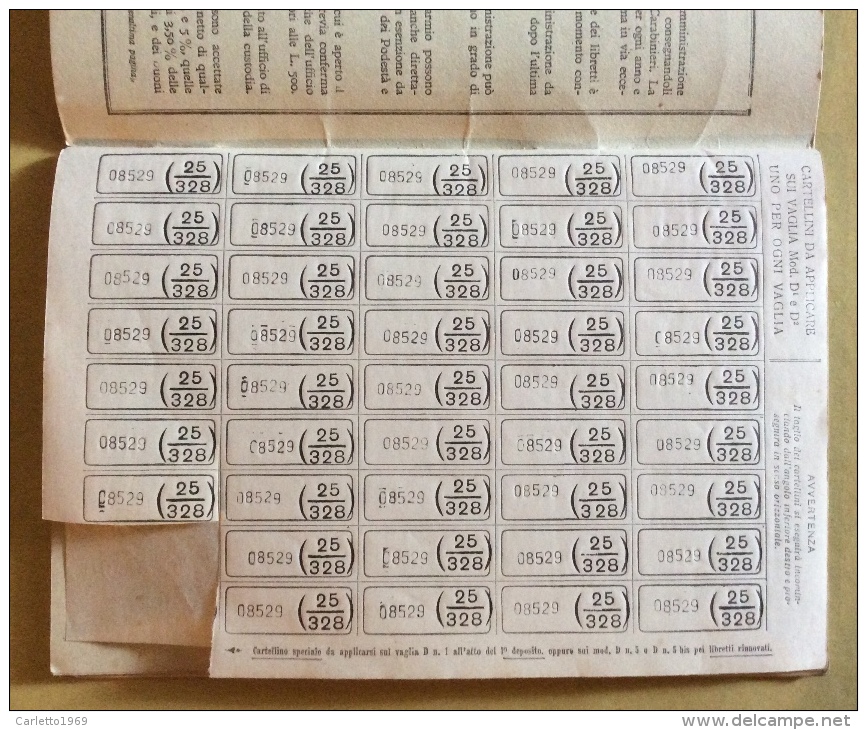 Libretto Cassa Di Risparmio Postali Del 21/01/1937 - Banco & Caja De Ahorros