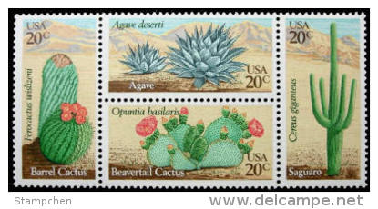 1981 USA Desert Plants Stamps Sc#1942-45 1945a Cactus Flower Plant Flora - Cactus