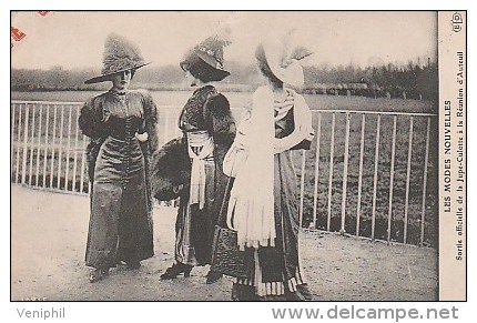 CARTE POSTALE - LES MODES NOUVELLES- SORTIE OFFICIELLE DE LA JUPE CULOTTE  A  LA REUNION D'AUTEUIL 1911 - Fashion
