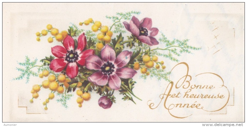 Carte Bonne Année . Fleurs . - New Year