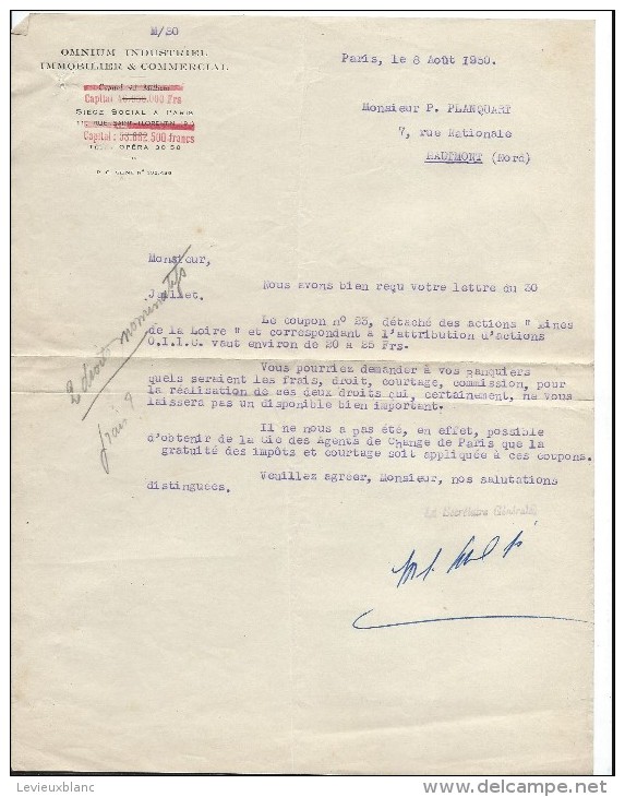 Mines De La Loire/Certificat Nominatif D´Actions De  Cent Francs/Paiement Dividendes/Chaix/Paris/1943    ACT98 - Mines