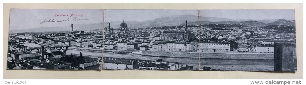 Cartolina Firenze Grande Rettangolare Viaggiata Anno 1907 Misure Cm.42X9 - Firenze