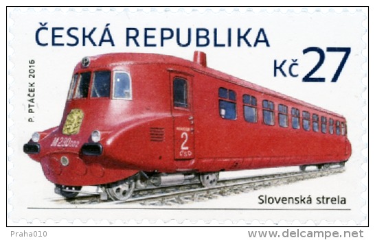Czech Rep. / Stamps (2016) 0876: Historical Vehicles - "Slovak Arrow" (M 290.0) Tatra 68 (1936); Painter: Petr Ptacek - Unused Stamps