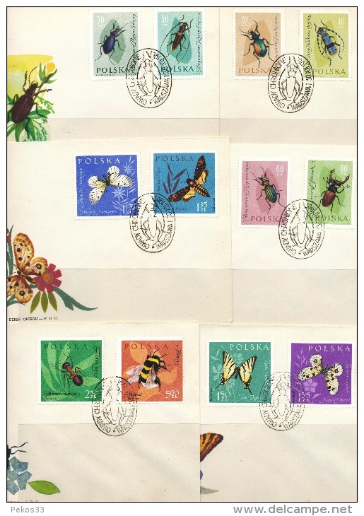 Polen   -  FDC      Mi.Nr.     1277-1282   -    Insekten - FDC