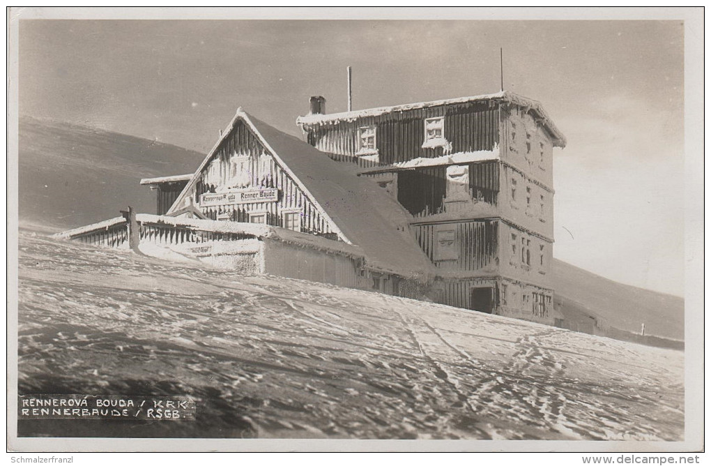 AK Riesengebirge Rennerbaude Im Winter Rennerova Bouda Ziegenrücken Bei Spindlermühle Spindleruv Mlyn Petzer Pec Aupa - Sudeten