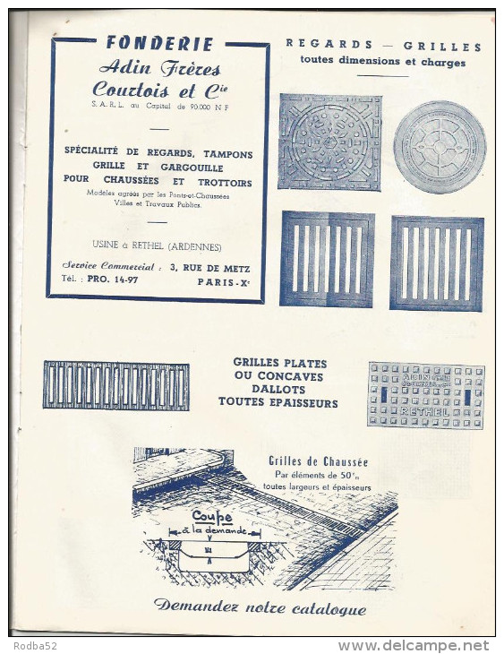 Catalogue Courtois - Fonderie - Spécialité De Regards Grilles Et Gargouilles - Publicité Tarifs Pub Usine à Rethel 08 - Publicités