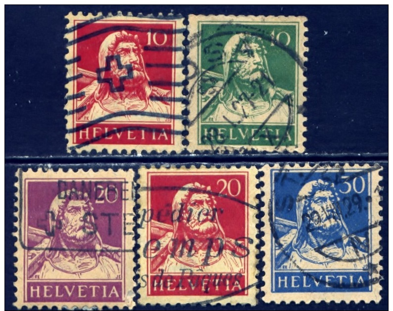 Zwitserland 1914, Switzerland, Suisse, Helvetia, Schweiz, William, Guillaume Tell, SG 279 / 293, YT 138 / 205 - Used Stamps