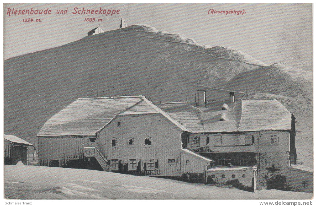 AK Riesengebirge Riesenbaude Schneekoppe Winter Baude Gasthof Bei Hirschberg Petzer Pec Krummhübel Karpacz - Sudeten