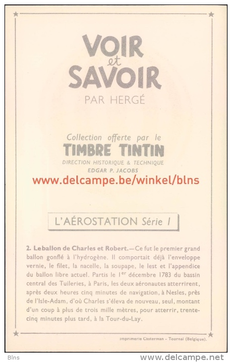 L'Aérostation Série 1  Voir Et Savoir Par Hergé AVEC POCHETTE!!!! - Tintin