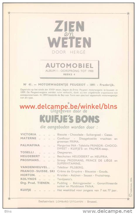 Peugeot 1891 Prent Kuifje Zien En Weten - Tintin
