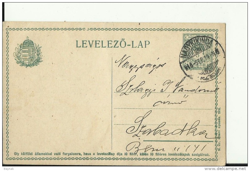 LEVELEZO - LAP   --  1916  --  NAGYKIKINDA - Briefe U. Dokumente