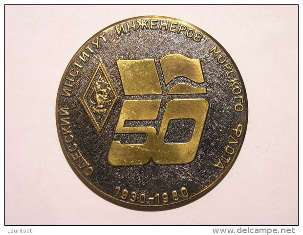 Soviet Union Ca 1980 Odessa Marine Engineering Institute Schiff Ship Table Medaille Diam 6 Cm - Pièces écrasées (Elongated Coins)