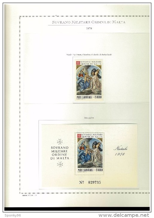 PERIODO COMPLETO NUOVO MNH ** - 1977/1987  SMOM - SOVRANO MILITARE ORDINE DI MALTA - FOGLI MARINI IN OMAGGIO