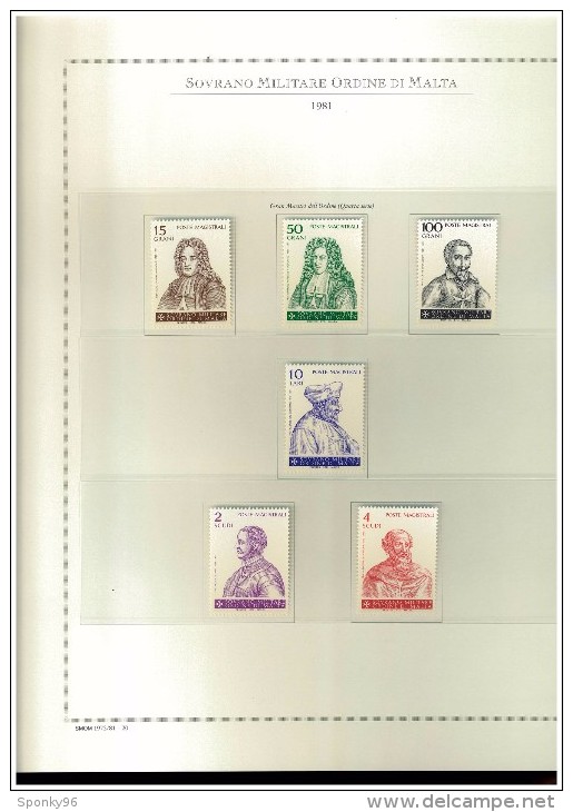 PERIODO COMPLETO NUOVO MNH ** - 1977/1987  SMOM - SOVRANO MILITARE ORDINE DI MALTA - FOGLI MARINI IN OMAGGIO