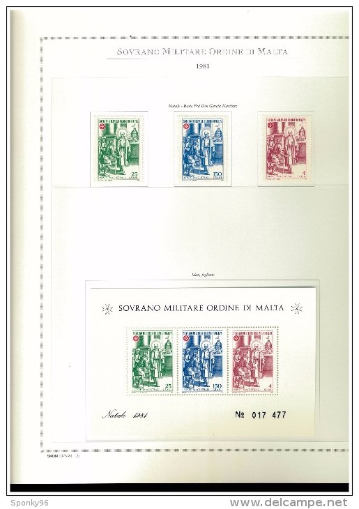 PERIODO COMPLETO NUOVO MNH ** - 1977/1987  SMOM - SOVRANO MILITARE ORDINE DI MALTA - FOGLI MARINI IN OMAGGIO