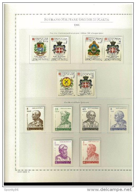 PERIODO COMPLETO NUOVO MNH ** - 1977/1987  SMOM - SOVRANO MILITARE ORDINE DI MALTA - FOGLI MARINI IN OMAGGIO