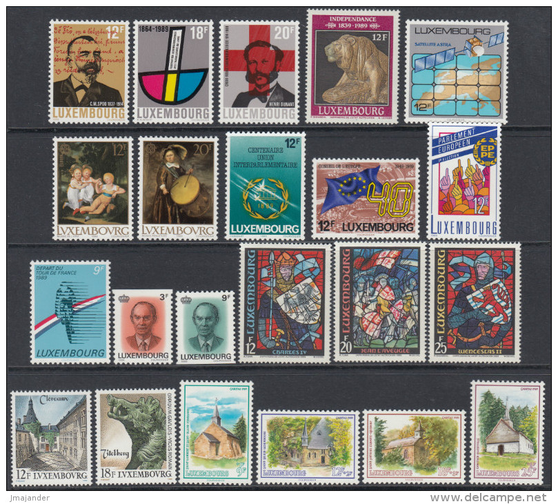 Luxembourg 1989 Complete Year Set Of 22 Stamps. Mi 1214-1235 MNH - Años Completos