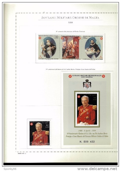 ANNATA COMPLETA NUOVA MNH ** - 1998 SMOM - SOVRANO MILITARE ORDINE DI MALTA - FOGLI MARINI IN OMAGGIO - Collections (with Albums)