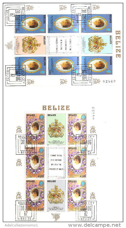 60940) BELIZE- 1982 -3 FOGLIETTI DEL 21° COMPLEANNO DI LEDY DYANA E NASCITA DEL PRINCIPE DI GALLES-USATI - Belize (1973-...)