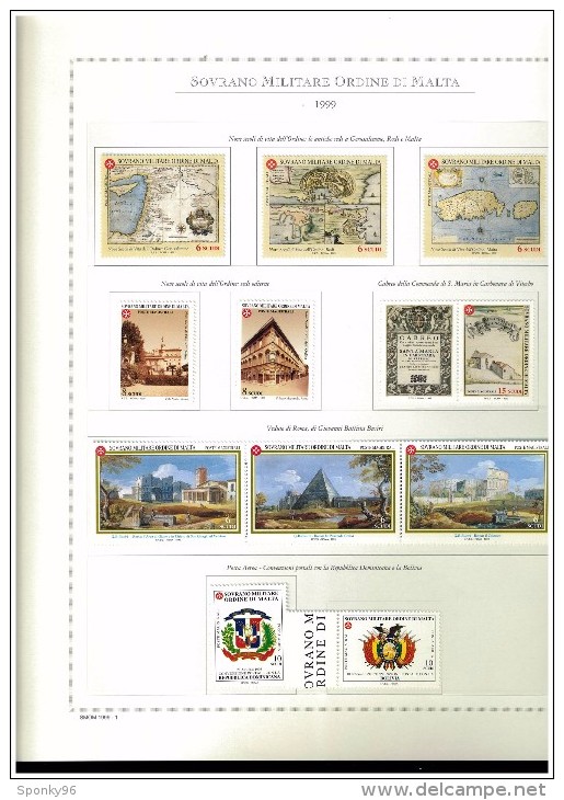 ANNATA COMPLETA NUOVA MNH ** - 1999 SMOM - SOVRANO MILITARE ORDINE DI MALTA - FOGLI MARINI IN OMAGGIO - Collections (with Albums)