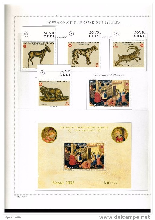 ANNATA COMPLETA NUOVA MNH ** - 2002 SMOM - SOVRANO MILITARE ORDINE DI MALTA - FOGLI MARINI IN OMAGGIO - Collections (en Albums)