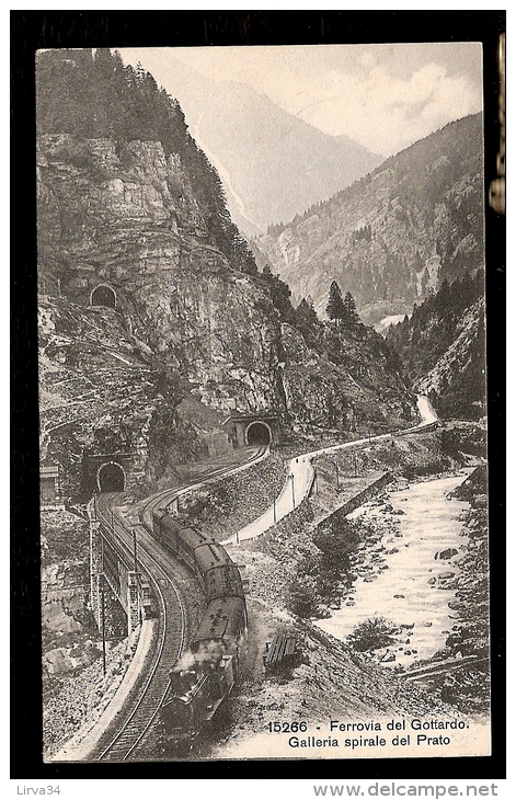 CPA ANCIENNE- SUISSE- VOIE FERRÉE DU GOTTARD AVEC TRAIN A VAPEUR GROS PLAN- 3 TUNNELS- ROUTE- PONT- - Autres & Non Classés