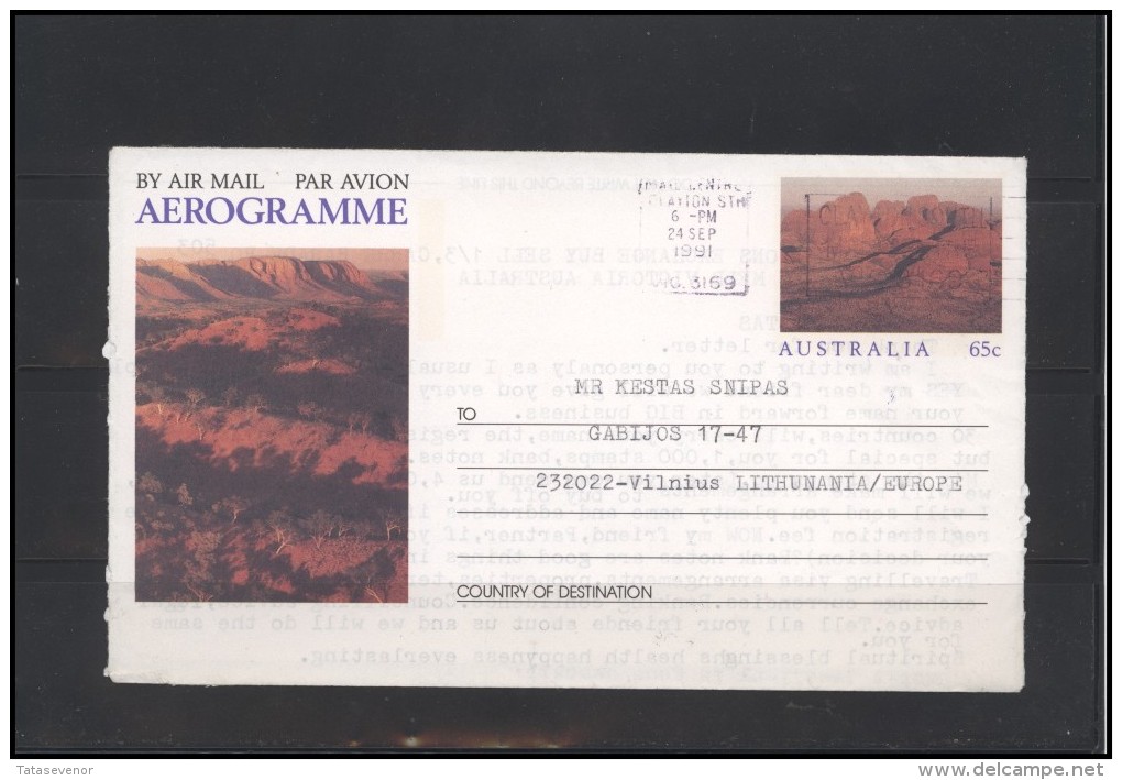 AUSTRALIA Aerogramme Bedarfsbrief AU 019 Air Mail Mountains Rocks - Aérogrammes