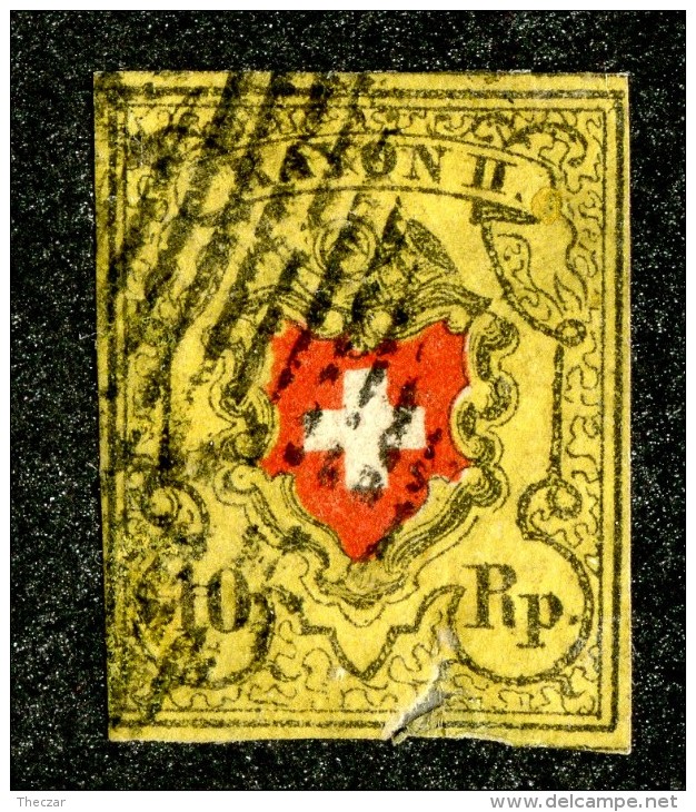 9954  Switzerland 1850 Zumstein #16 II (o)  Michel #8 II Small Tear At Bottom - 1843-1852 Kantonalmarken Und Bundesmarken