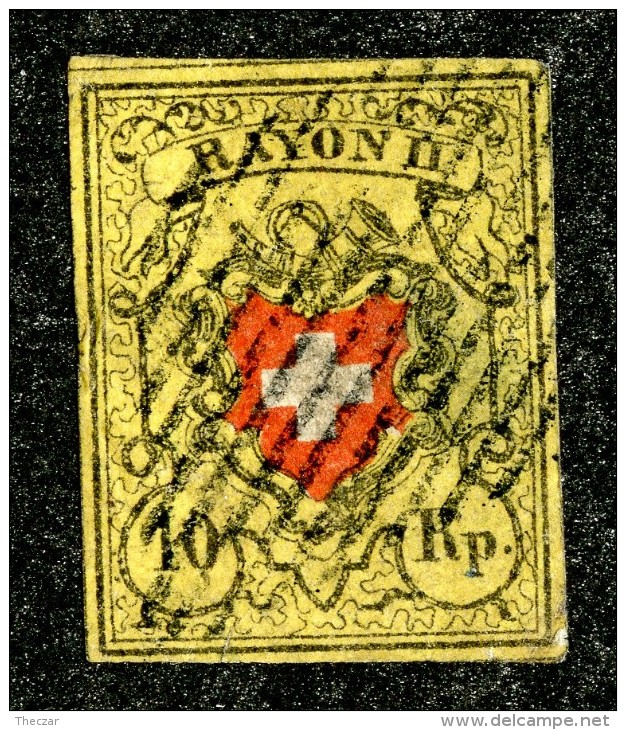 9958  Switzerland 1850 Zumstein #16 II (o)  Michel #8 II - 1843-1852 Timbres Cantonaux Et  Fédéraux