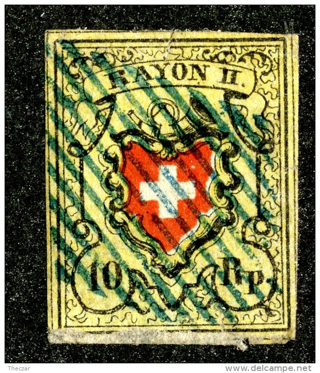 9963  Switzerland 1850 Zumstein #16 II (o)  Michel #8 II - 1843-1852 Federal & Cantonal Stamps