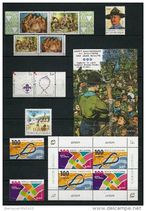 EUROPA 2007-TEMA ANUAL “EXPLORADORES / SCOUTS"-COLECCIÓN COMPLETA DE SELLOS + HOJITAS BLOQUE- TEMA QUE EMITEN 62 PAISES - Collections