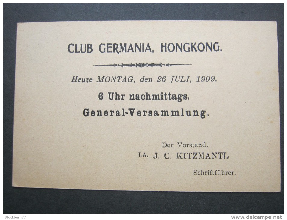 HONGKONG,  1909, Ganzsache Mit Rs. Zudruck - Lettres & Documents