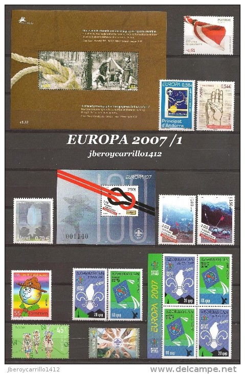 EUROPA 2007 - "EXPLORADORES / SCOUTS" -CONJUNTO DE SELLOS Y HOJITAS BLOQUES.-TEMÁTICA EMITIDA POR 63 PAÍSES  EL AÑO 2007 - Sammlungen