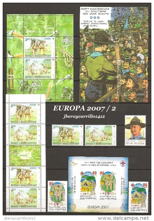 EUROPA 2007 - "EXPLORADORES / SCOUTS" -CONJUNTO DE SELLOS Y HOJITAS BLOQUES.-TEMÁTICA EMITIDA POR 63 PAÍSES  EL AÑO 2007 - Sammlungen