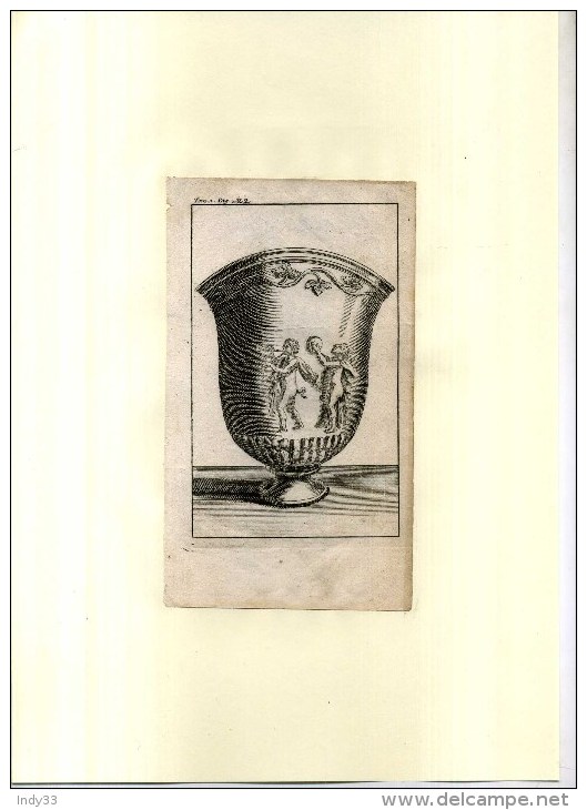 - VASE ANTIQUE . EAU FORTE  FIN DU XVII E S. DECOUPEE ET COLLEE SUR PAPIER . - Autres & Non Classés