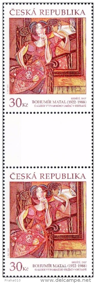Czech Rep. / Stamps (2015) 0870 (2x) Ss K: Works Of Art On Postage Stamps - Bohumir Matal (1922-1988) "Sitting" (1957) - Neufs