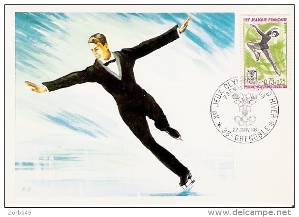 Carte Patinage Artistique Premier Jour JO Grenooble 1968 - Pattinaggio Artistico