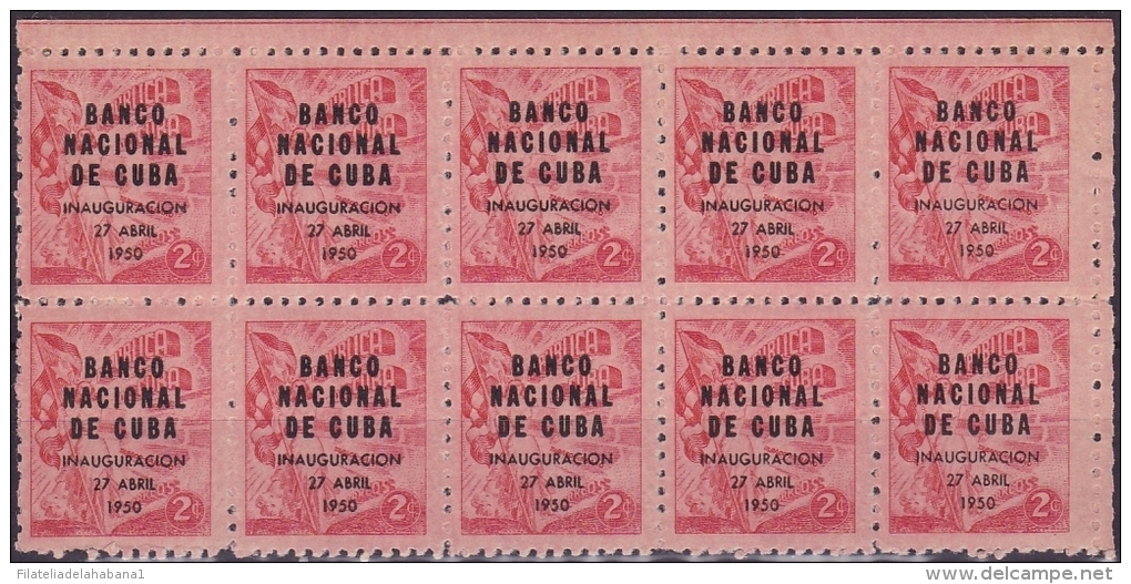 1950-153 CUBA. REPUBLICA. 1950. Ed.435. TOBACCO BANCO NACIONAL BLOCK 10 ORIGINAL MNH . - Ungebraucht