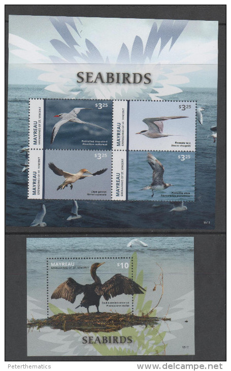 MAYREAU, GREANDINES OF ST. VINCENT,2015, MNH, BIRDS, SEABIRDS,  SHEETLET+ S/S, - Ducks