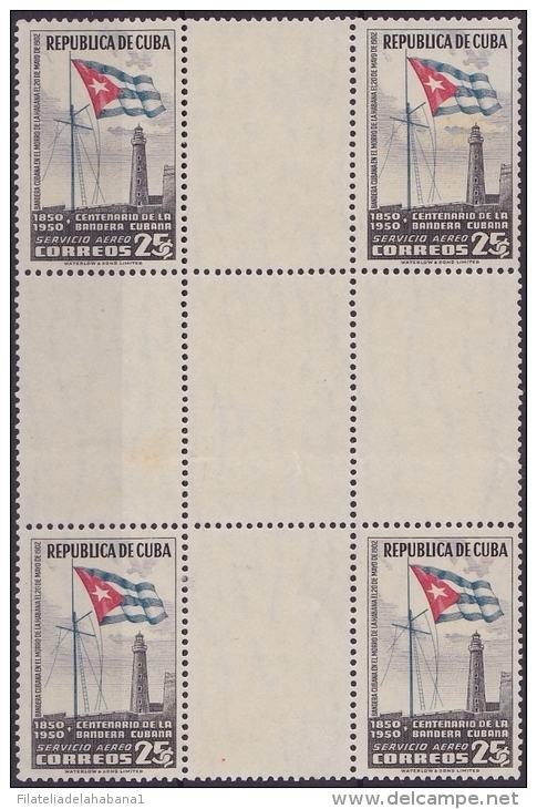 1951-180 CUBA. REPUBLICA. 1951. CENTENARIO DE LA BANDERA . FLAG CENTER OF SHEET NO GUM - Ungebraucht