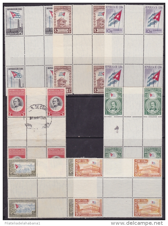 1951-181 CUBA. REPUBLICA. 1951. Ed.445-52. CENTENARIO DE LA BANDERA SET. FLAG CENTER OF SHEET NO GUM - Ongebruikt