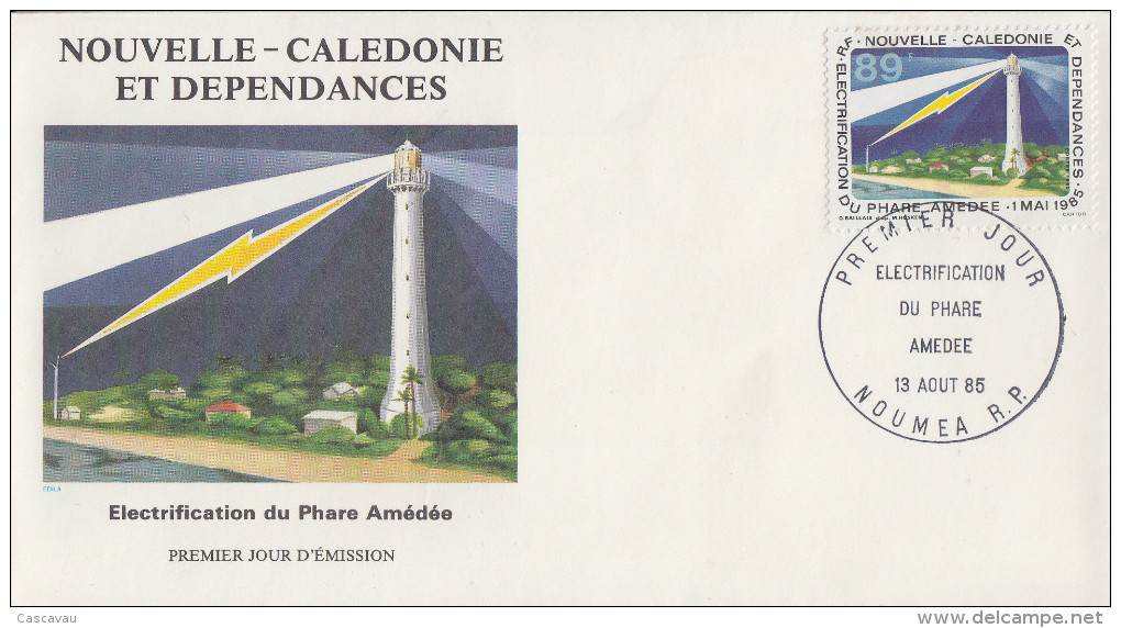 Enveloppe  FDC  1er Jour    NOUVELLE  CALEDONIE   Electrification  Du  Phare  Amédée   1985 - Fari