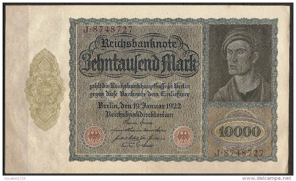 10000 Mark, Reichsbanknote. (Berlin) 19/01/1922. Allemagne/Germany. SUP - 10000 Mark