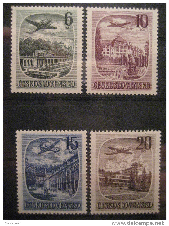 Yvert 36/9 Poste Aerienne Air Mail Villes D'eaux Spa Of Baths Thermal Health Set Hinged Charniere Czechoslovakia - Luftpost