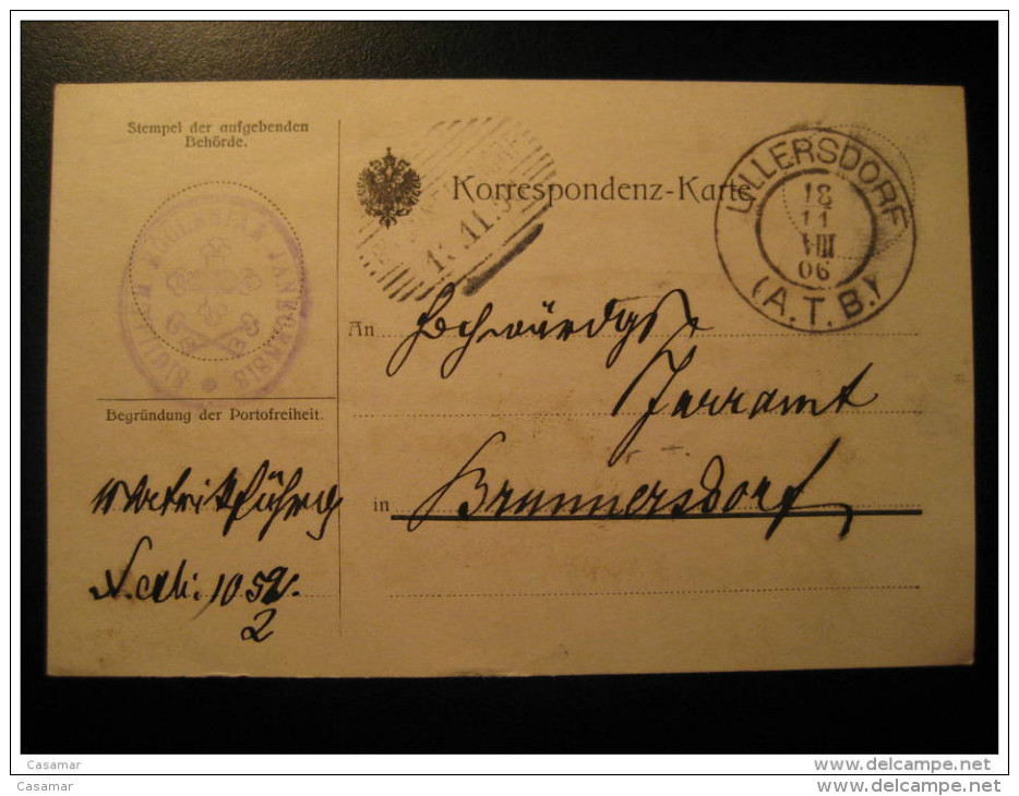 ULLERSDORF 1906 To Brunnersdorf Cancel Card Bohemia Moravia Czech Czechoslovakia - ...-1918 Prephilately