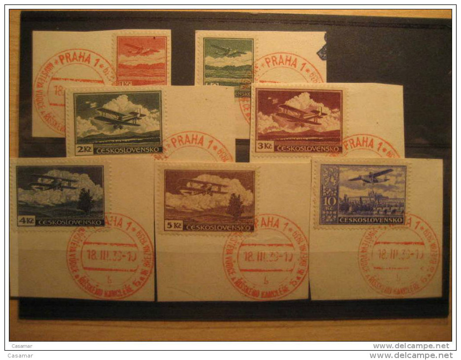 Prague 1939 Yvert Air Mail 1/7 On Fragment Correo Aereo Par Avion Czechoslovakia - Luchtpost