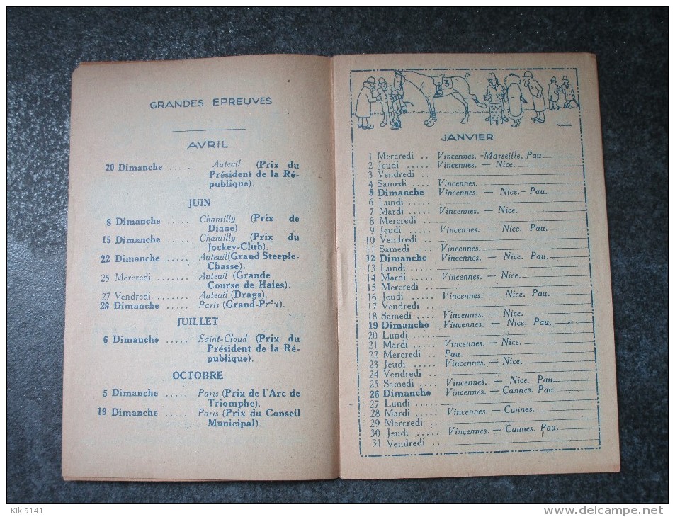 CALENDRIER DES COURSES 1930 - Autres & Non Classés